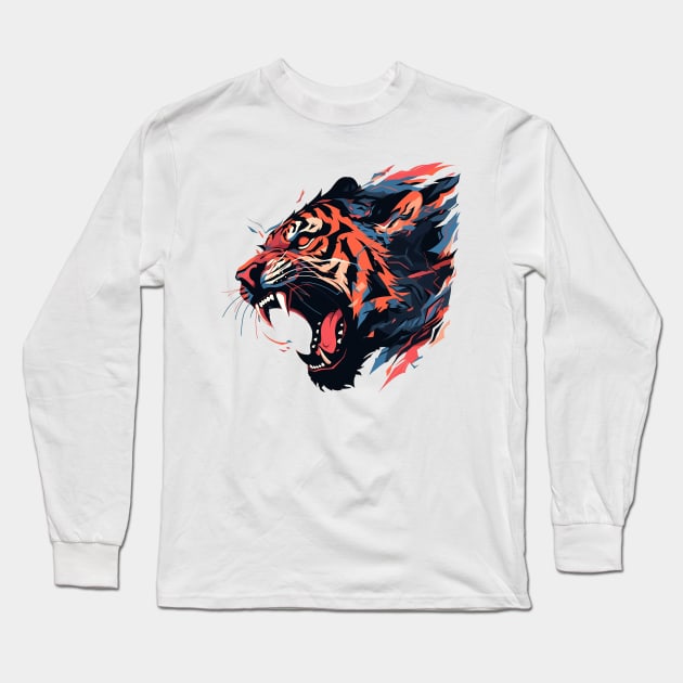 angry tiger Long Sleeve T-Shirt by dorapeterx